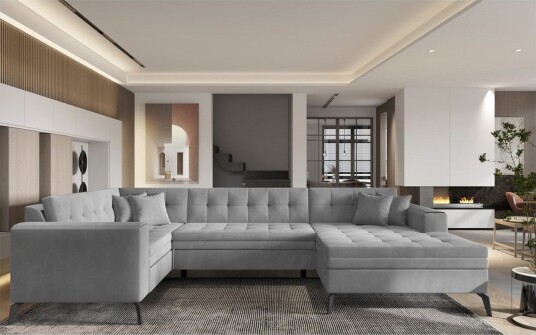 Seksjon Eltap Montez 340x180x93 cm Nube 3 Lys Grå Høyre