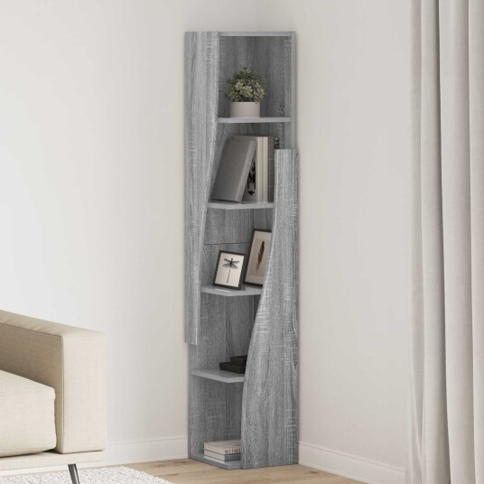 vidaXL Hjørneskap 27,5x27x140cm Konstruert tre Grå Sonoma