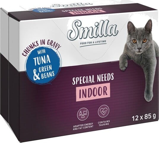 Smilla Våtfôr Biter Med Grønnsaker Indoor Med Tunfisk Og Grønne Bønner 24 X 85 G