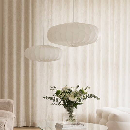 Pendellampe Globen Lighting dimmbar Hvit Stue Stoff / Tekstil Skandinavisk 20 Hvit
