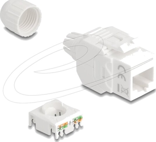 Delock Keystone-Modul Rj45 Hunn Til Lsa Cat.6A Utp 180° Verktøyfri Med Kabelgjennomføring