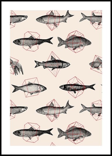 Fishes In Geometrics Nº4 Plakat Plakat / 21x30cm
