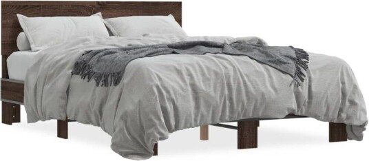 Sengeramme brun eik 120x190 cm konstruert tre og metall 8721102615023