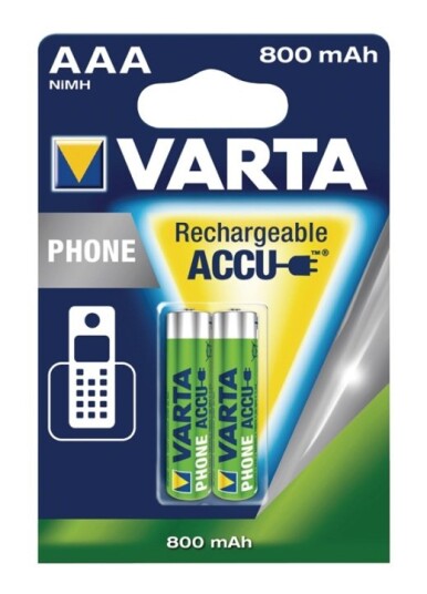 Varta PhonePower T 398 Oppladbare AAA NiMH Batterier 2-pakning 750 mAh