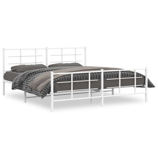 vidaXL Sengeramme i metall med hode- og fotgavl hvit 183x213 cm 8721012304321