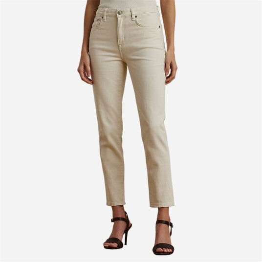 Ralph Lauren High-Rise Skinny Ankle Jean Cream Wash