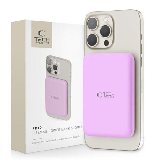 Tech Protect MagSafe PB10 5000 mAh Trådløs Powerbank Rosa Tech Protect MagSafe PB10 5000 mAh Trådløs Powerbank Rosa