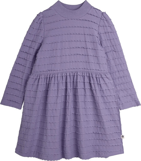 Mini Rodini Textured Frill Ls Dress Purple 140/146