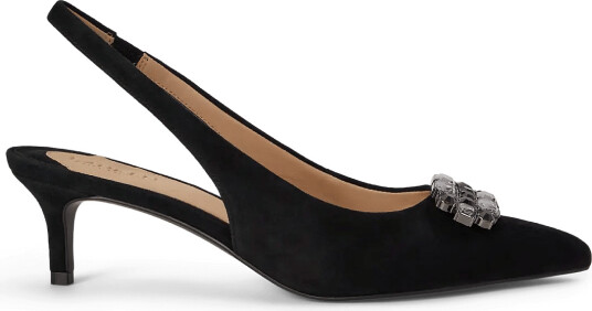 Lauren Ralph Lauren Lolah Jeweled Suede Slingback Pump Black 36 Lauren Ralph Lauren Lolah Jeweled Suede Slingback Pump Black 36