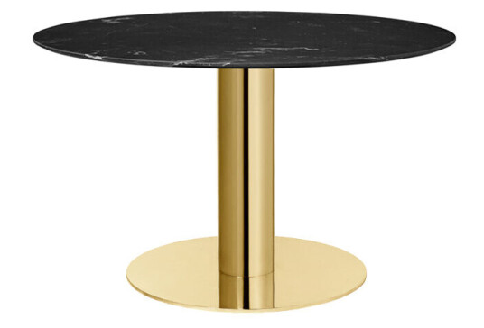 Gubi 2.0 spisebord marble black, Ø 110, messingstativ