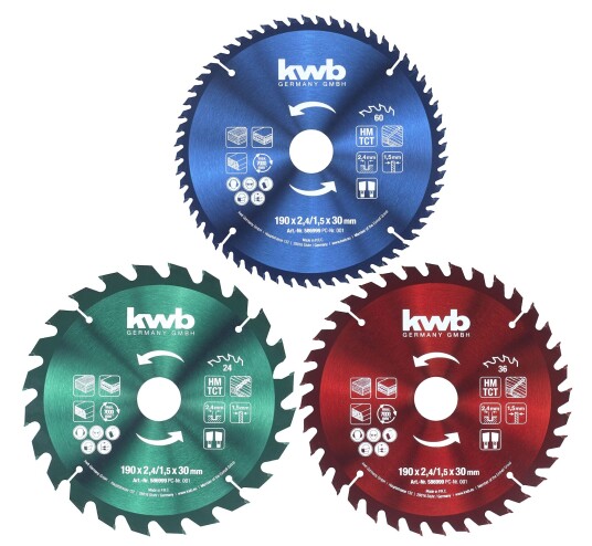 KWB Sirkelsagblad, Ø190/ø30 Mm, Sett Med 3 Deler