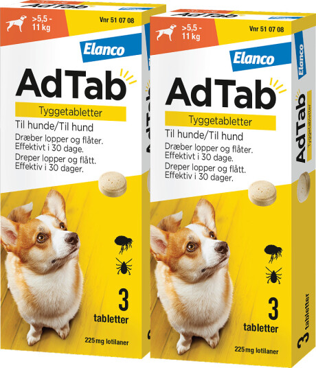 Adtab 225 Mg Tyggetabletter Til Hund 2 X 3 Stk.