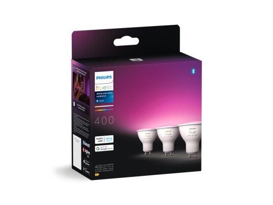 Philips Hue White And Color Ambiance - Led-Pære For Søkelys - Gu10 - 4.2 W - Klasse E - Flerfarge / Varm Til Kjølig Hvitt Lys - 2000-6500 K  En Pakke 3 