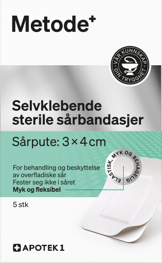 Metode selvklebende steril sårbandasje 6 x 7 cm 5 stk