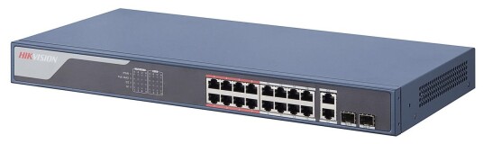 Hikvision Ds-3E1318p-Ei - Switch - Styrt - 16 X 10/100 (Poe+) + 2 X Kombo Gigabit - Stasjonær - Poe+ (230 W) Hikvision Ds-3E1318p-Ei - Switch - Styrt - 16 X 10/100 (Poe+) + 2 X Kombo Gigabit - Stasjonær - Poe+ (230 W)
