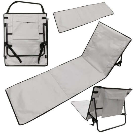 Strandmatte solseng med sammenleggbar rygg 150x47x48cm grå Strandmatte solseng med sammenleggbar rygg 150x47x48cm grå