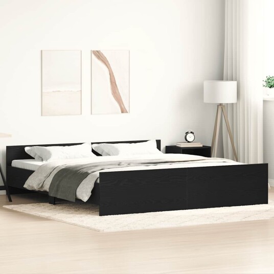  Sengeramme uten madrass svart eik 180x200 cm konstruert tre