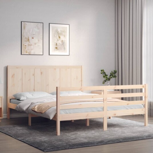 vidaXL Sengeramme med hodegavl 160x200 cm heltre 8720845996864