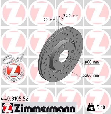 Bremseskive ZIMMERMANN 440.3105.52