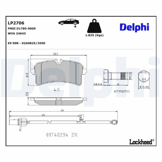 Bremseklosser sett DELPHI LP2706