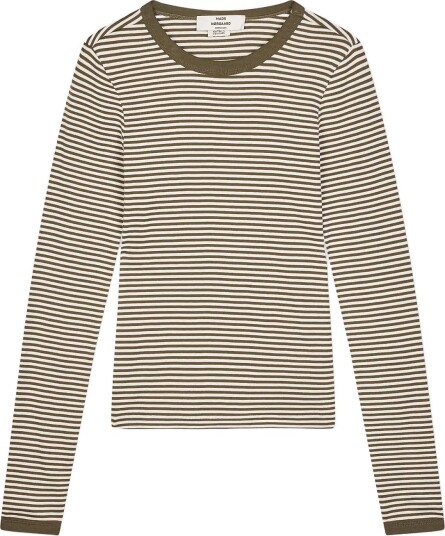Mads Nørgaard Grace Jersey Stripe Camille Tee Ls Khaki green M