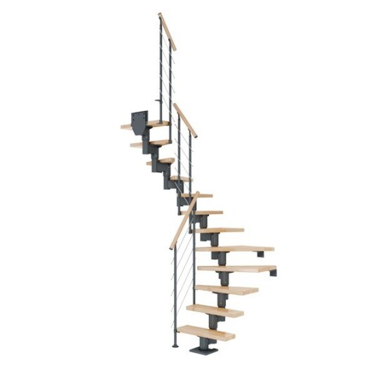 Dolle Dublin Bøk U trapp Antracit Style6 Gelender 11T 61cm