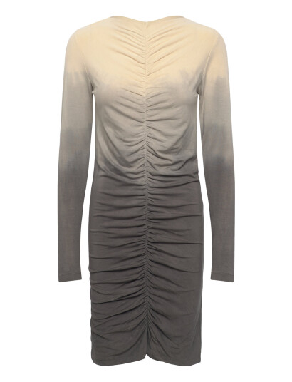 Rabens Saloner Flow Gather Short Dress - Isja - Beige - XS
