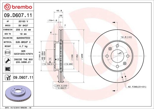 Bremseskive BREMBO 09.D607.11