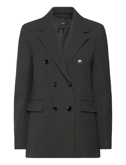 Mango Double-Breasted Suit Jacket - Grey - M