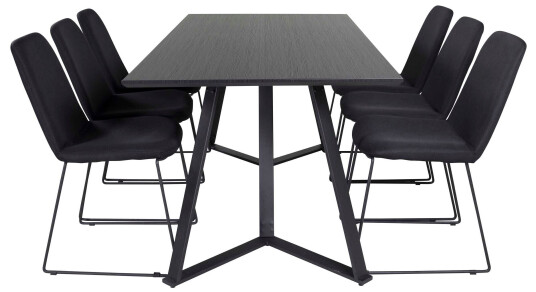 Venture Design Marina & Muce spisegruppe Svart/svart 6 st stoler bord 180 x 90 cm Venture Design Marina & Muce spisegruppe Svart/svart 6 st stoler bord 180 x 90 cm
