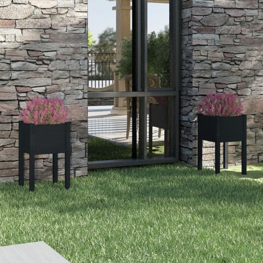 vidaXL Plantekasser 2 stk 40x40x70 cm heltre furu svart