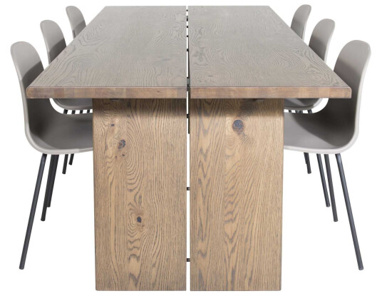 Venture Design Logger & Arctic spisegruppe Natur/khaki 6 st stoler & bord 210 x 100 cm