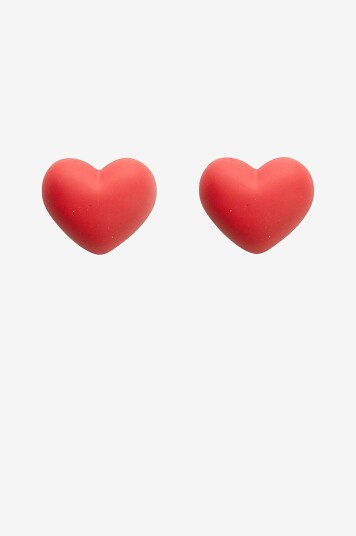 BOW19 Details Øreringer Heart Stud Rød
