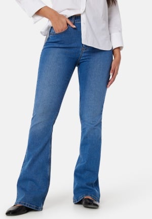 Pieces Pcpeggy Flared High Waist Jeans Medium Blue Denim L