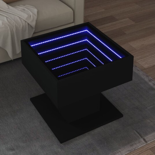 Salongbord med LED svart 50x50x45 cm sponplate 847526 Salongbord med LED svart 50x50x45 cm sponplate 847526