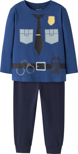 Name It NmmRasiq 2-delt Nattsett Politiuniform Blå 110