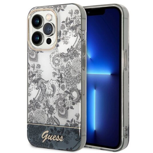 Guess Iphone 14 Pro Deksel Toile De Jouy Grå