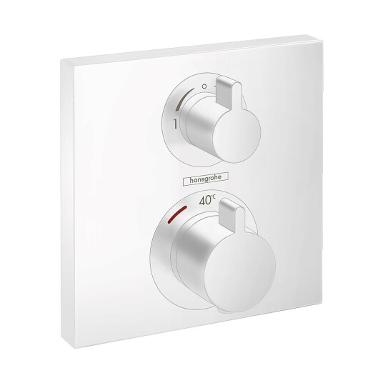 Hansgrohe Ecostat Square Termostat Avsperring, 2 uttak, Hvit Matt