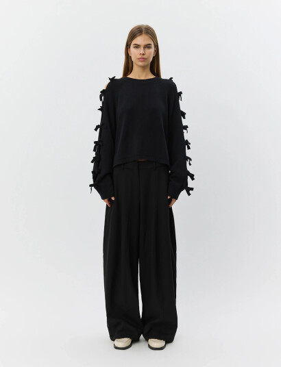 Sofie Schnoor Permelisw Bow Knit Sweater Black S Sofie Schnoor Permelisw Bow Knit Sweater Black S