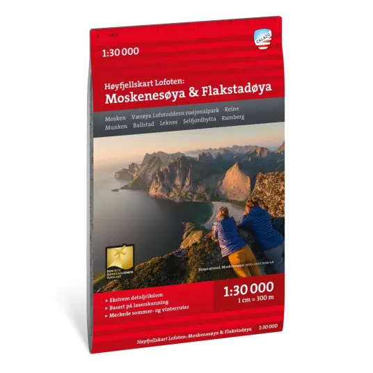 Calazo HØYFJELLSKART LOFOTEN: MOSKENESØYA & FLAKSTADØYA 1:30.000 NoColor Calazo HØYFJELLSKART LOFOTEN: MOSKENESØYA & FLAKSTADØYA 1:30.000 NoColor