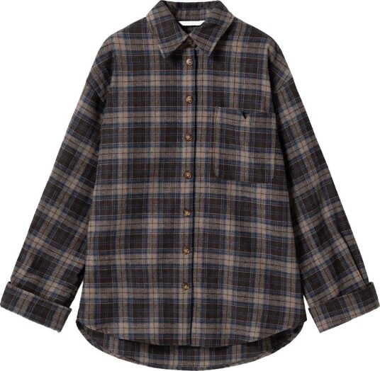 Noella N Marlon Shirt BROWN BLUE CHECK S/M Noella N Marlon Shirt BROWN BLUE CHECK S/M