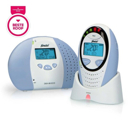Alecto DBX-88 ECO Full Eco DECT babymonitor med display hvit/blå Alecto DBX-88 ECO Full Eco DECT babymonitor med display hvit/blå