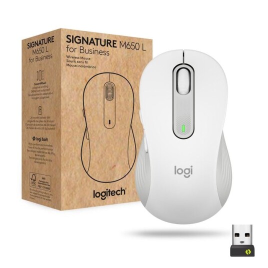 Logitech Signature M650 Trådløs Mus - 4000 dpi - Hvit