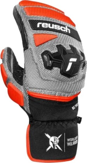 Reusch Worldcup Warrior GS Mitten Black/Silver/Fluo Red 7.5