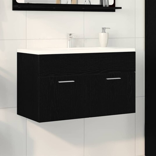 Bad Sink Skap Svart Eik 90x38,5x46 cm Konstruert Tre