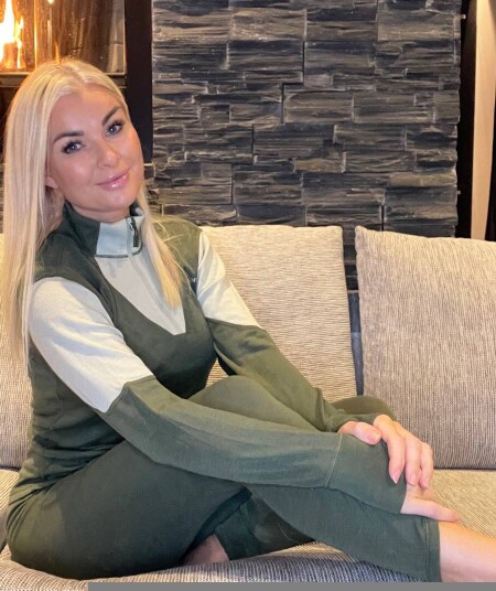Ullundertøy Lina Longs i merinoull til dame Grønn S