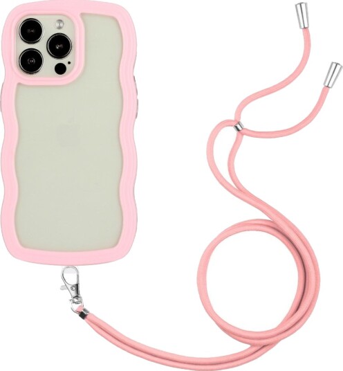 Trolsk Mobildeksel Bølget med Halsstropp (iPhone 15 Pro Max) Rosa