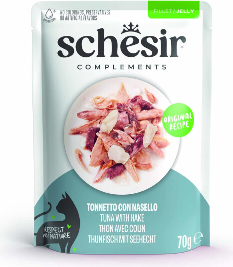 Schesir Våtfôr Sparepakke Complements Filet I Gelé Tunfisk Med Lysing 24 X 70 G