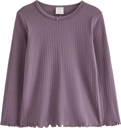 Lindex Long-Sleeved Top In Pointelle - Purple - 92