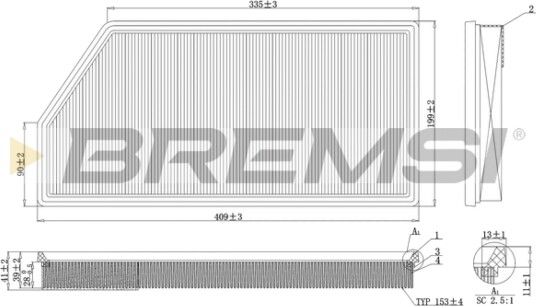 Luftfilter BREMSI FA1093 Luftfilter BREMSI FA1093
